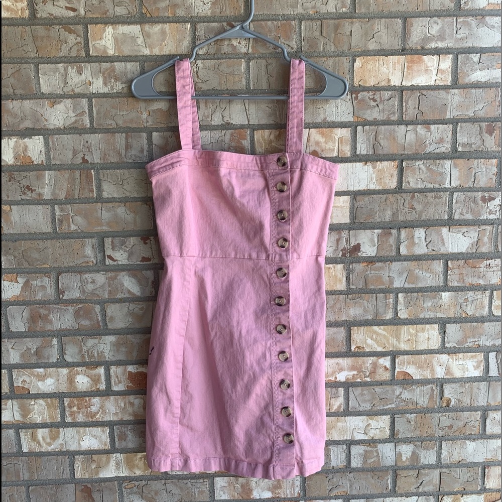 Pink button up jean dress